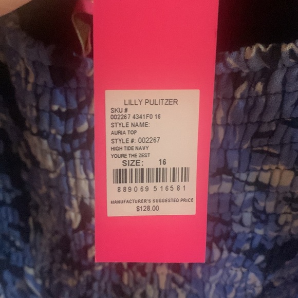 NWT Lily Pulitzer Auria Top in High Tide Navy size 16 - Picture 4 of 4
